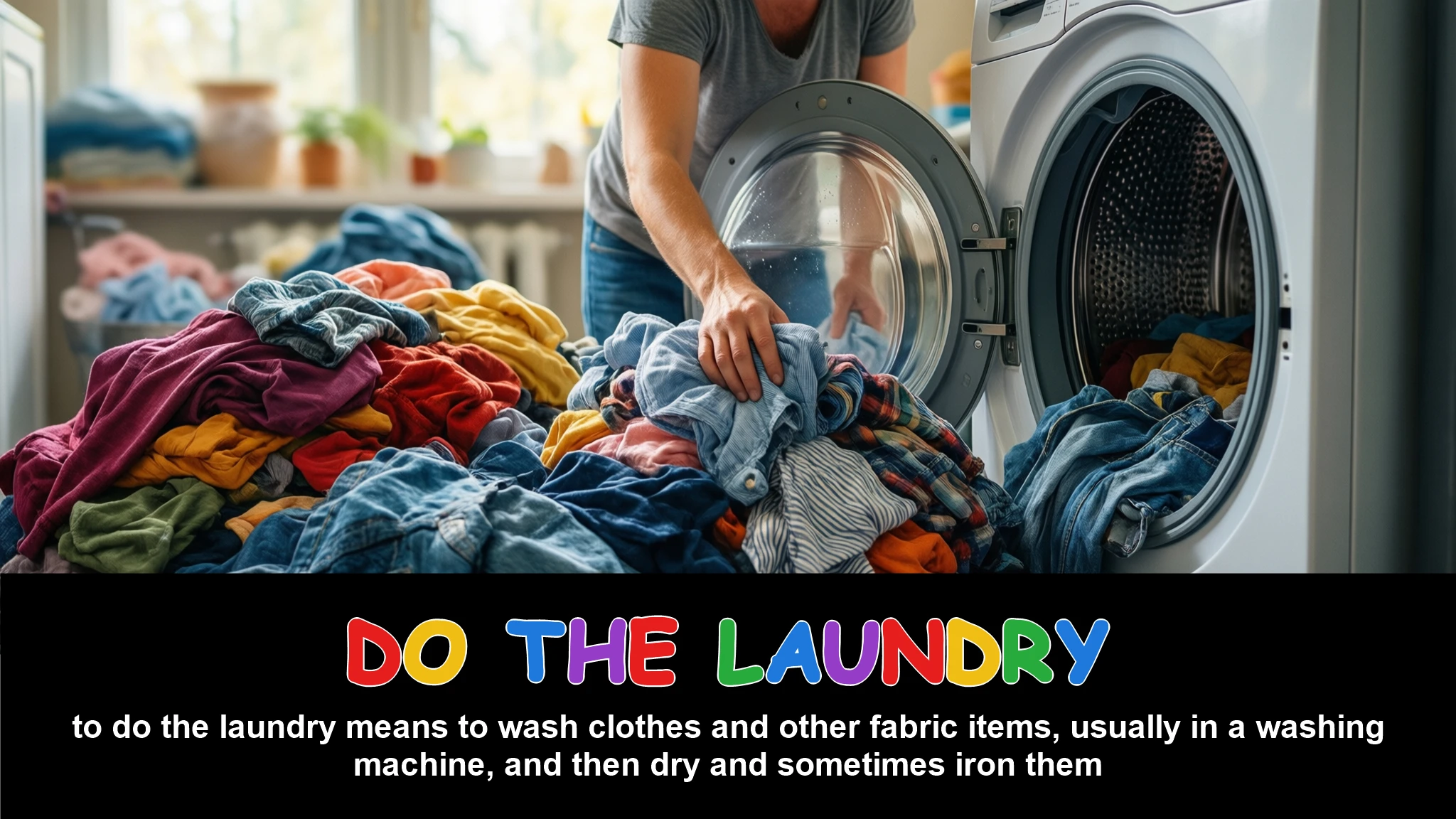 English Illustration for do the laundry